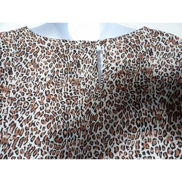 Adrianna Papell XL Blouse Top Leopard Animal Smocked Keyhole Office Career - Picture 14 of 14